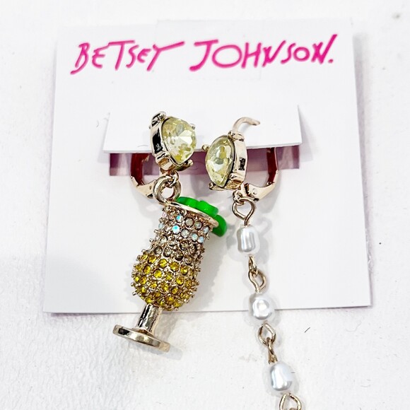 Betsey Johnson Tropical Cocktail Drinks Earrings Mismatch NEW Dangle - Picture 5 of 5